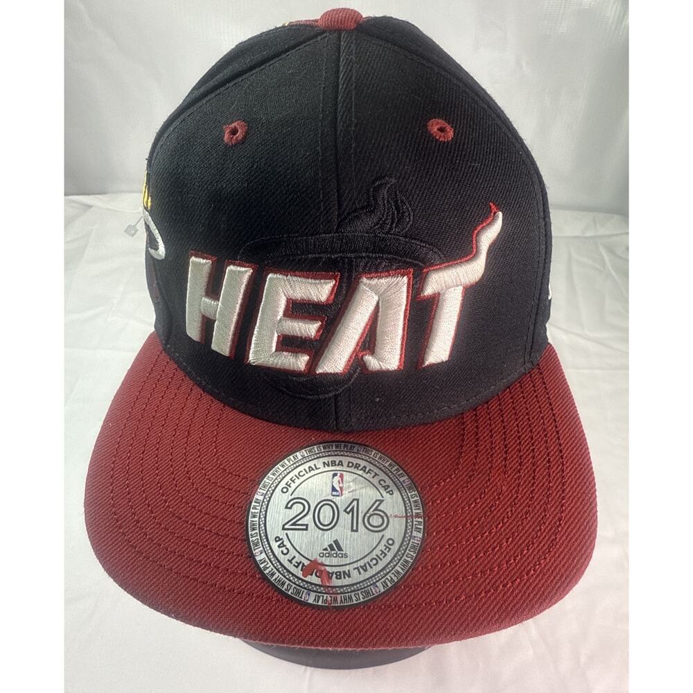 Miami Heat Cap Flat Brim Adidas Snapback Hat 2016 Draft Day NBA